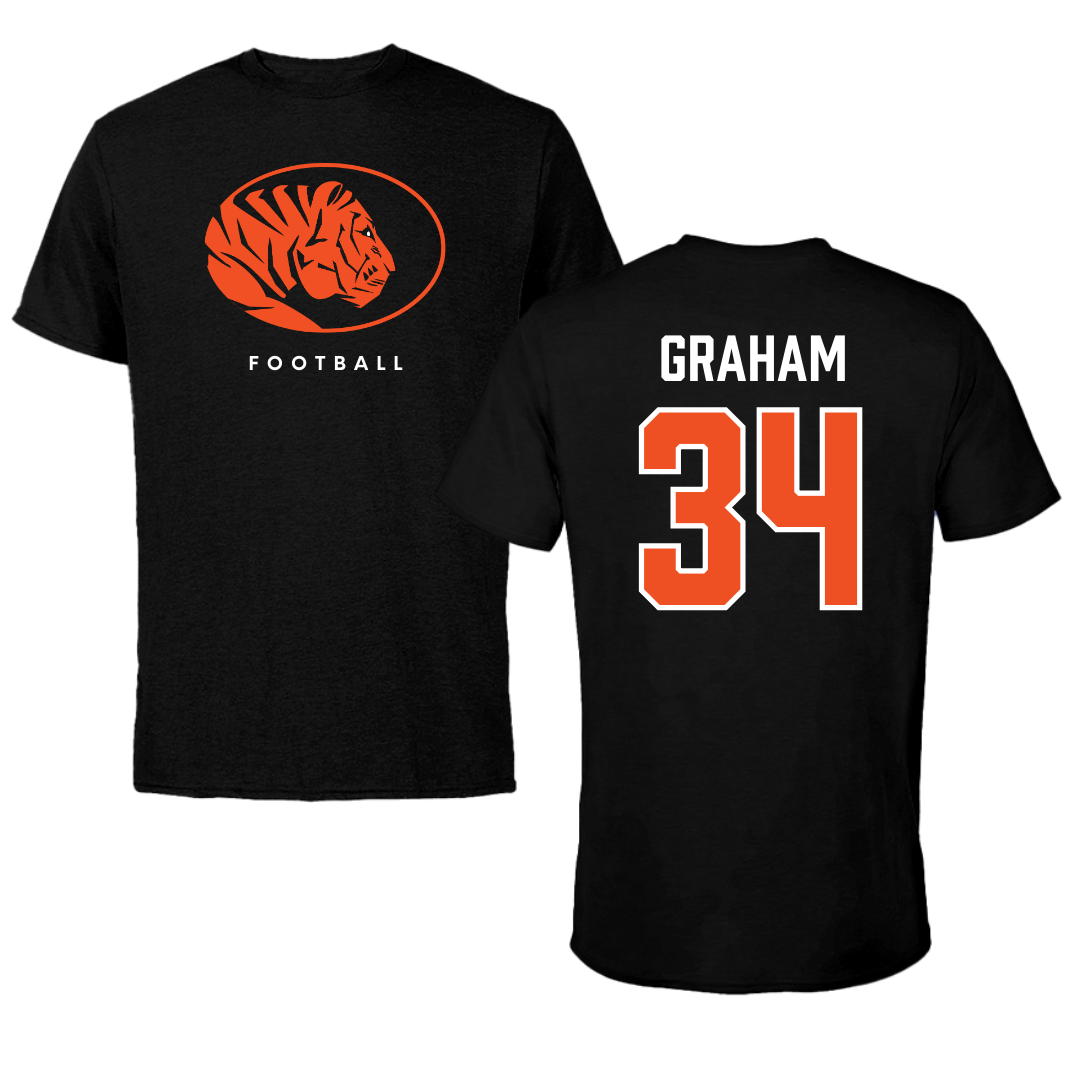East Central University Football Black Tee  - #34 Joshua Graham