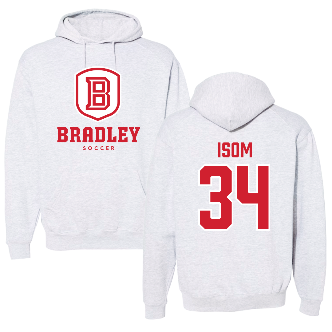 Bradley University Soccer Gray Hoodie  - #34 Nathaniel Isom