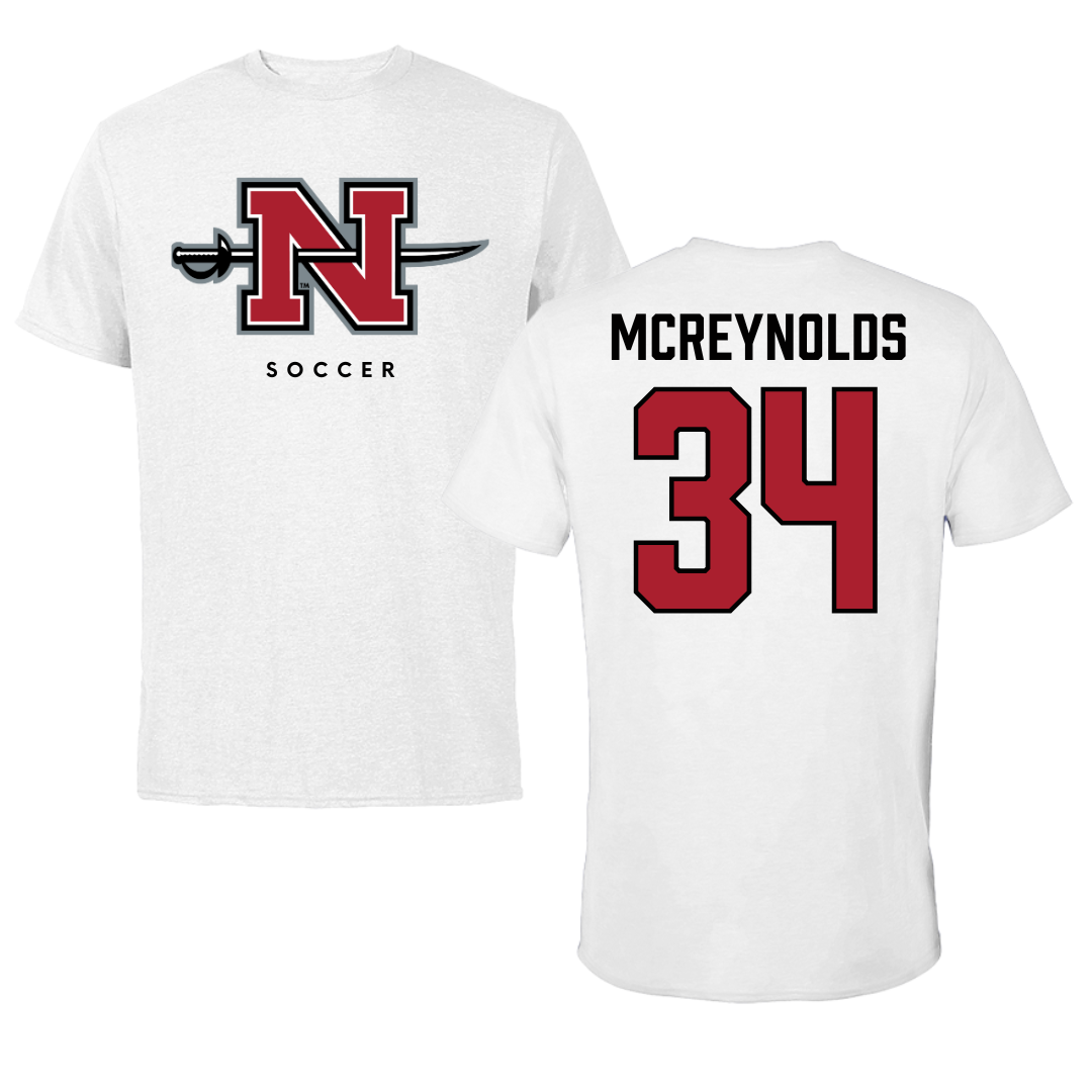 Nicholls State University Soccer White Tee  - #34 Mallory McReynolds