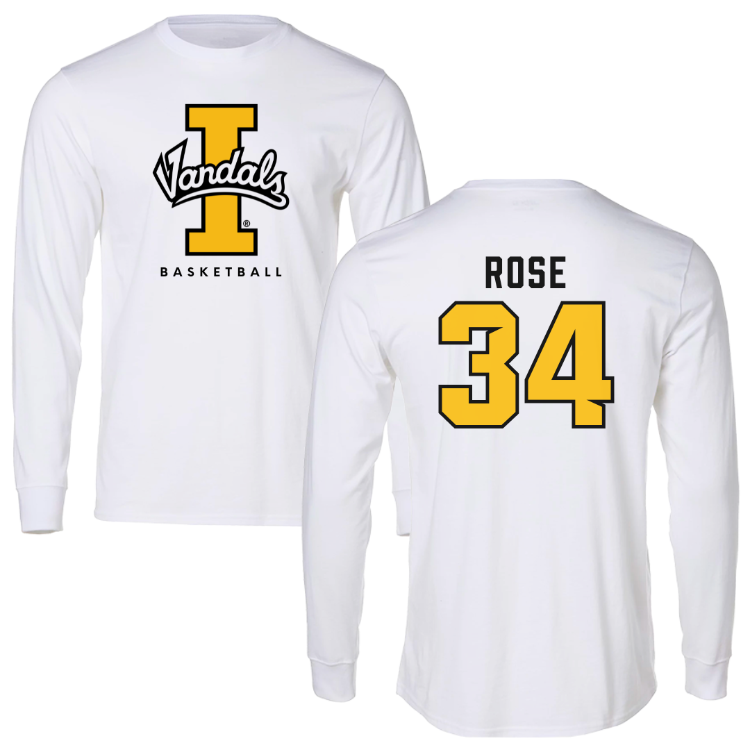 University of Idaho Basketball White Vandals Long Sleeve - #34 Kyson Rose