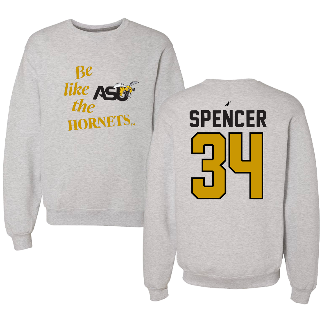 Alabama State University Football Light Gray Be Like Us Crewneck - #34 Gabe Spencer