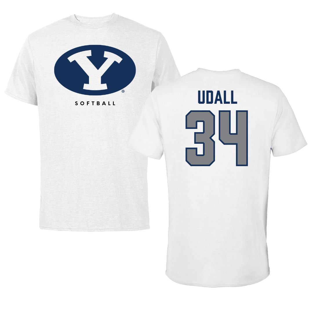 Brigham Young University Softball White Tee  - #34 Maddie Udall