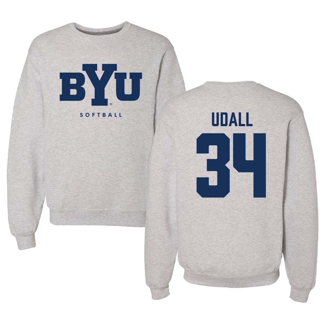 Brigham Young University Softball Gray Crewneck  - #34 Maddie Udall