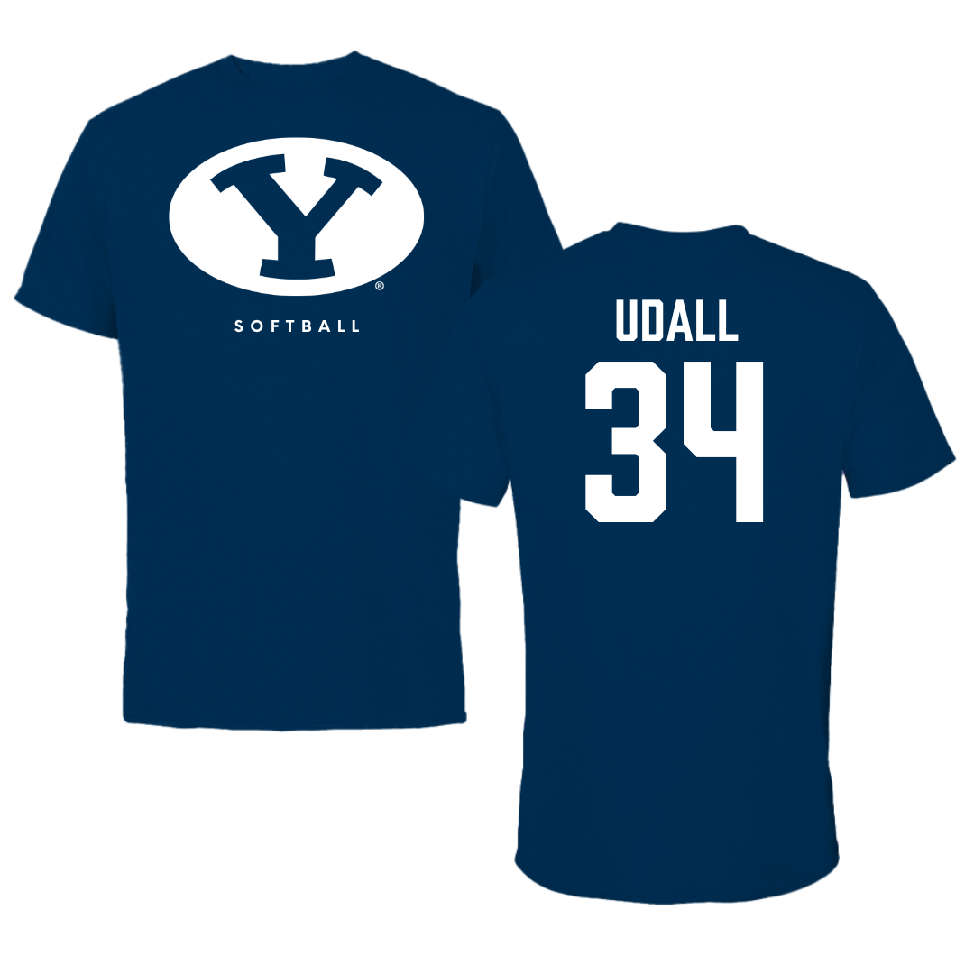 Brigham Young University Softball Navy Tee  - #34 Maddie Udall