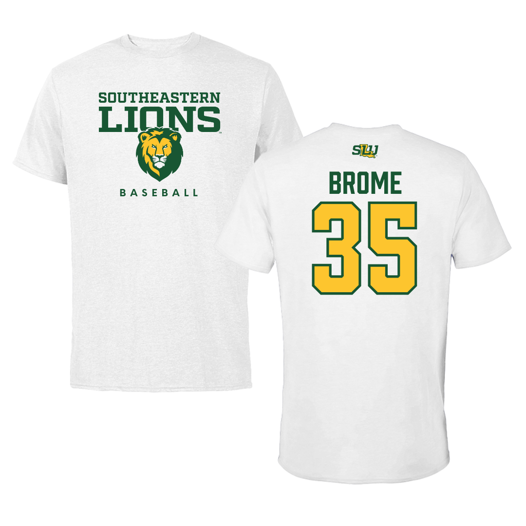 Southeastern Louisiana University Baseball White Tee  - #35 Ryan Brome