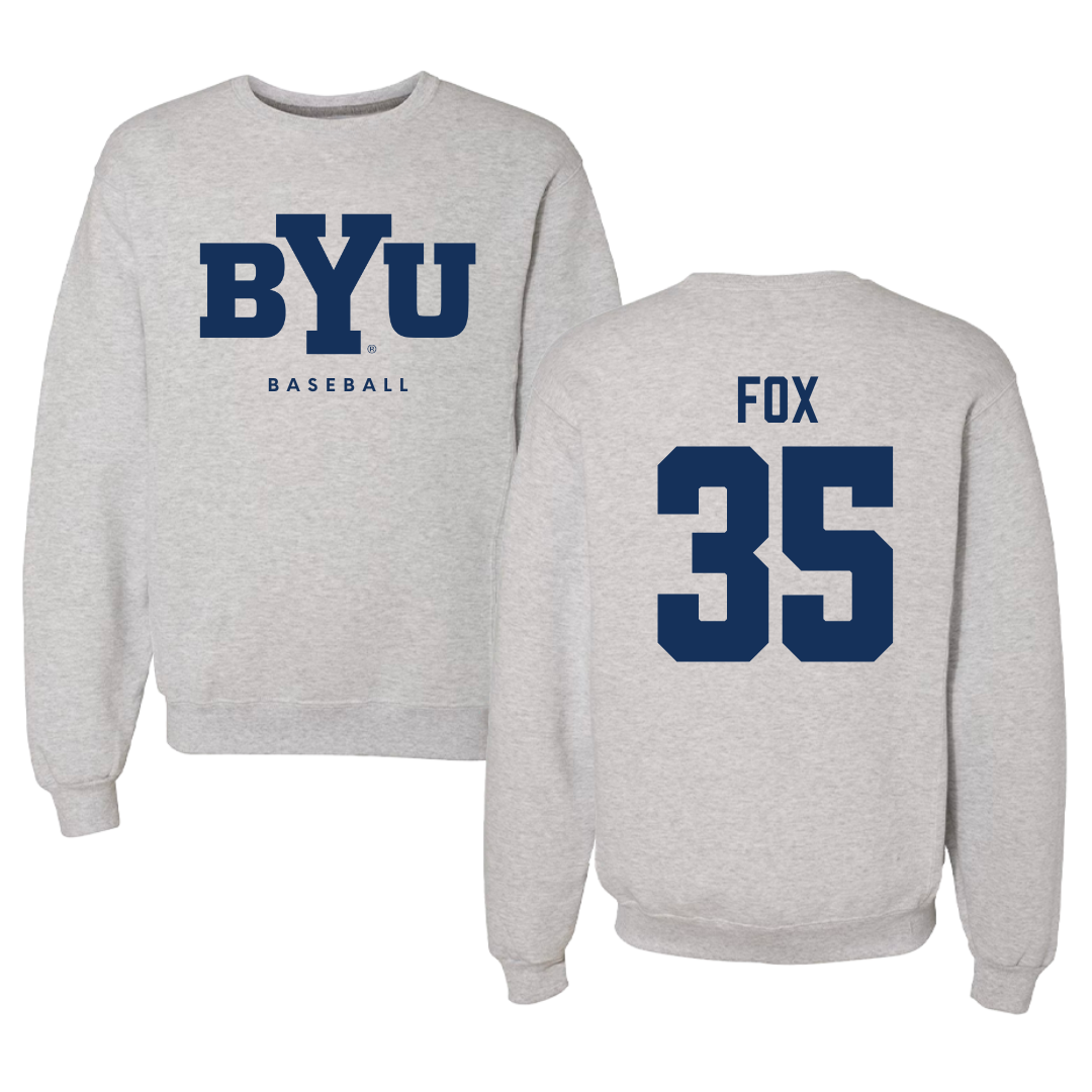 Brigham Young University Baseball Gray Crewneck  - #35 Matt Fox