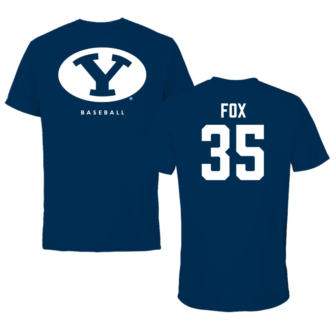 Brigham Young University Baseball Navy Tee  - #35 Matt Fox