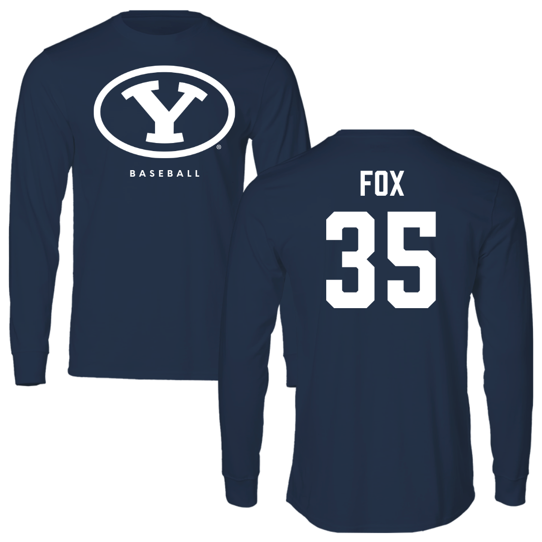 Brigham Young University Baseball Navy Long Sleeve  - #35 Matt Fox
