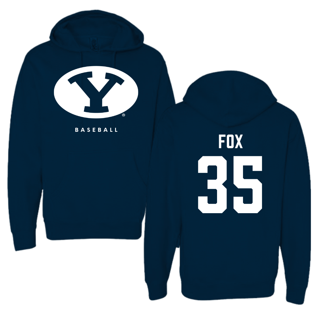 Brigham Young University Baseball Navy Hoodie  - #35 Matt Fox