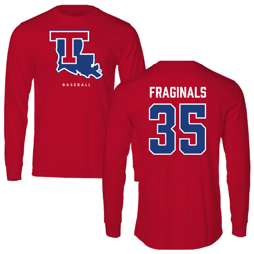 Louisiana Tech University Baseball Red Long Sleeve  - #35 Nick Fraginals