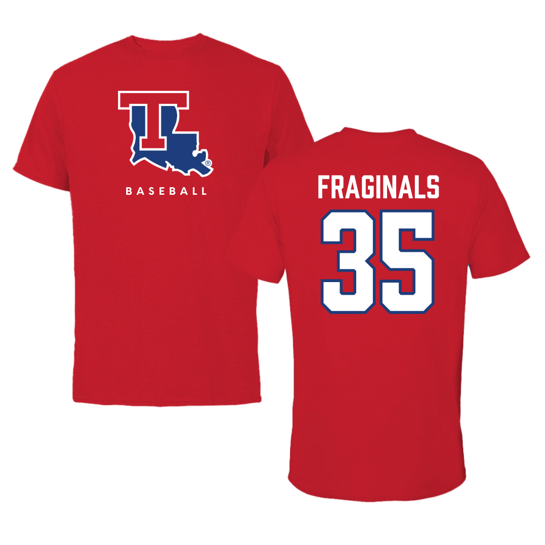 Louisiana Tech University Baseball Red Tee  - #35 Nick Fraginals