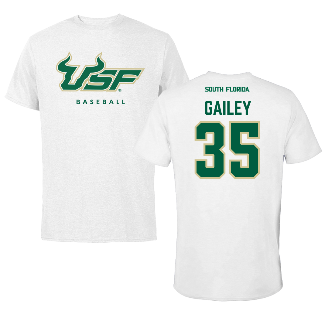 University of South Florida Baseball White Tee  - #35 Lawson Gailey