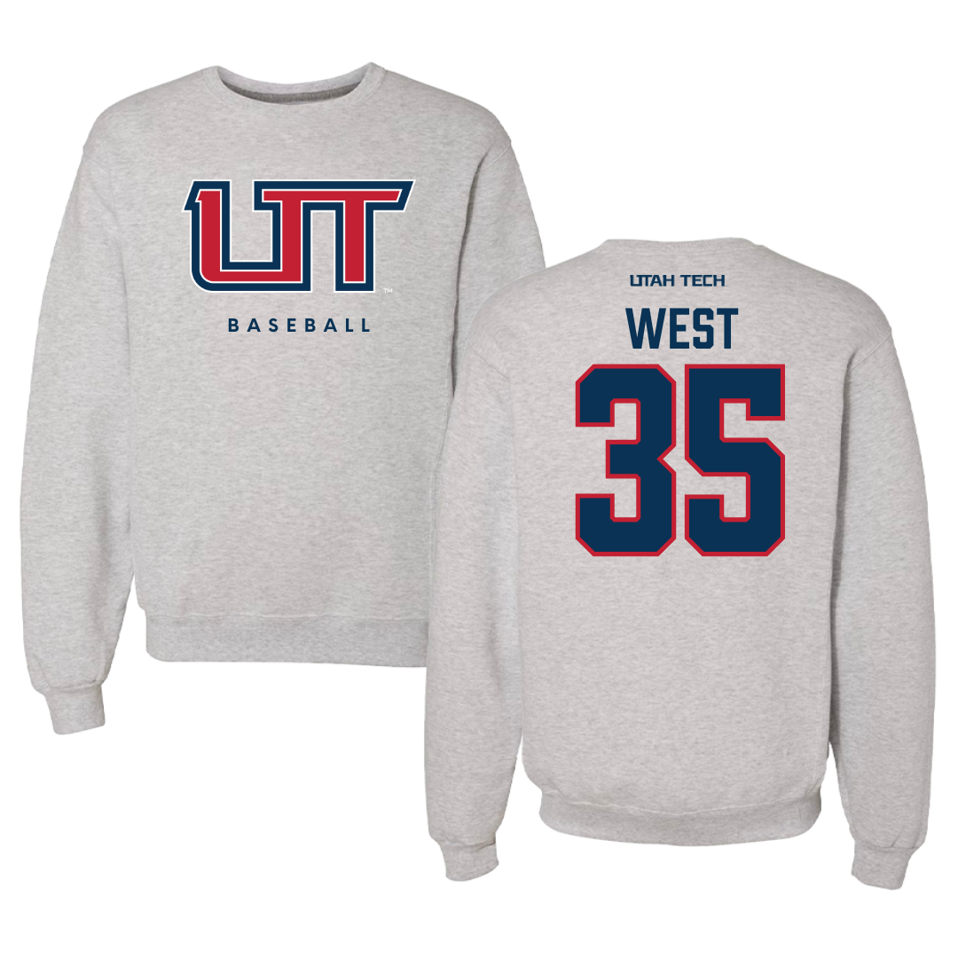 Utah Tech University Baseball Gray Crewneck  - #35 Dakoda West