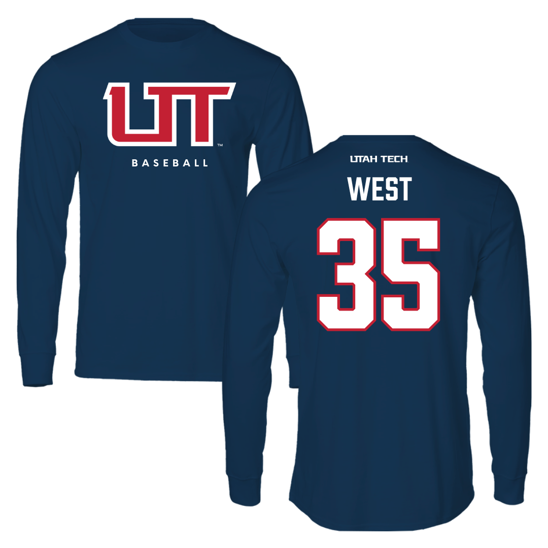 Utah Tech University Baseball Navy Long Sleeve  - #35 Dakoda West