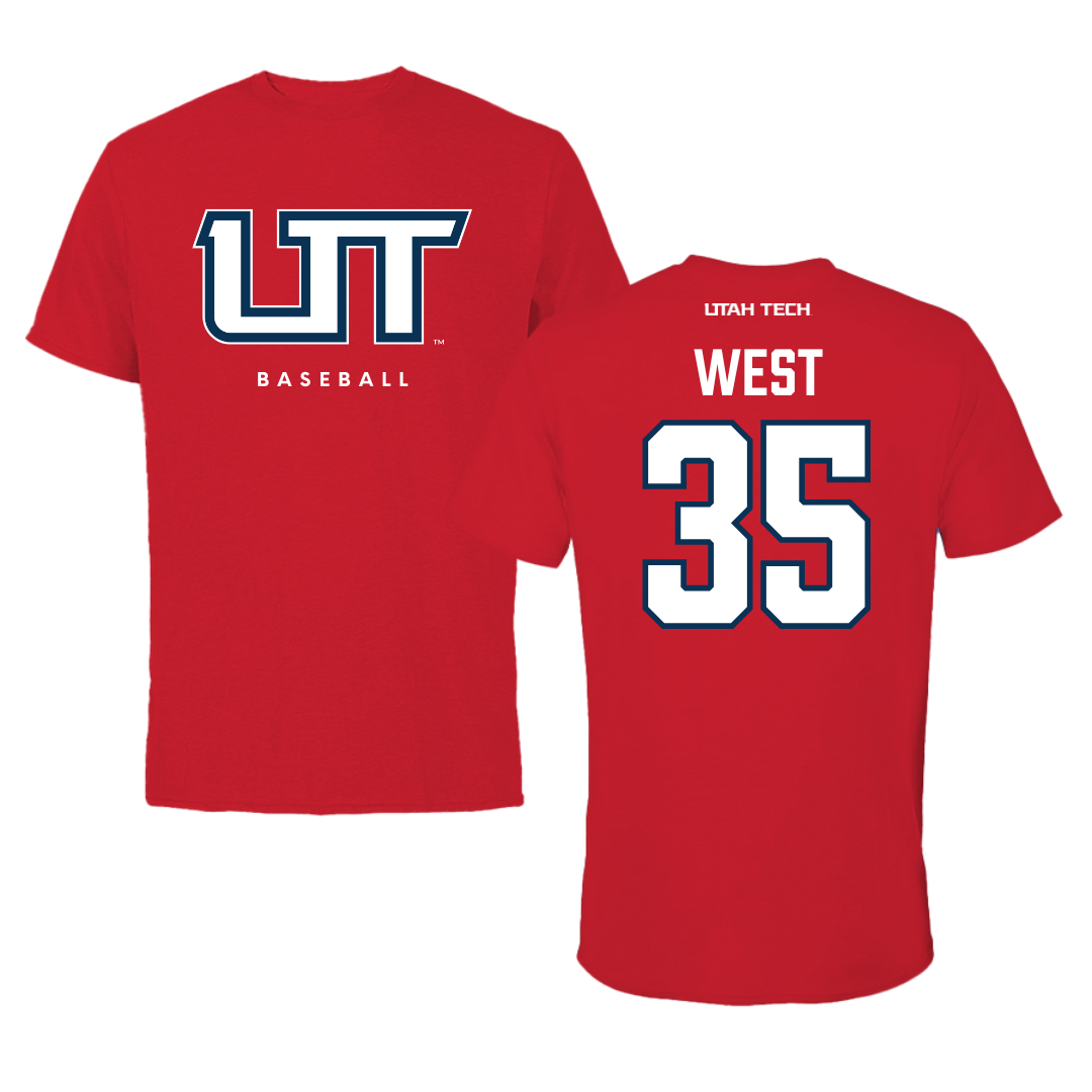 Utah Tech University Baseball Red Tee  - #35 Dakoda West