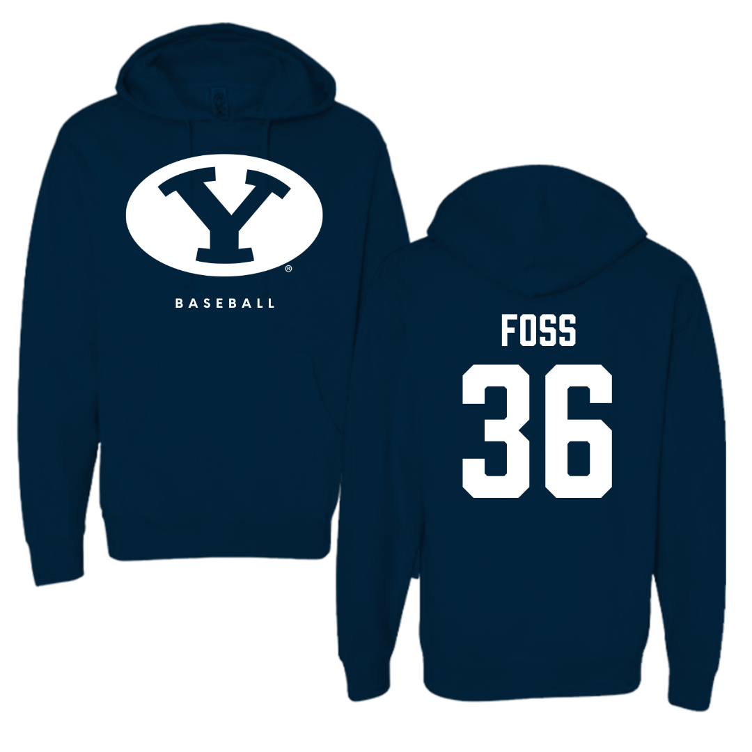 Brigham Young University Baseball Navy Hoodie  - #36 Carter Foss