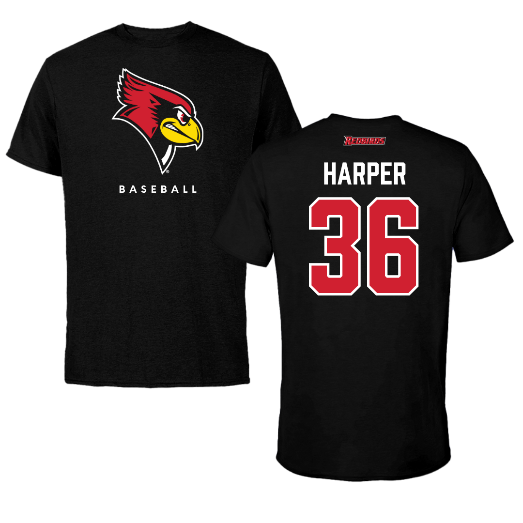 Illinois State University Baseball Black Tee  - #36 Thomas Harper
