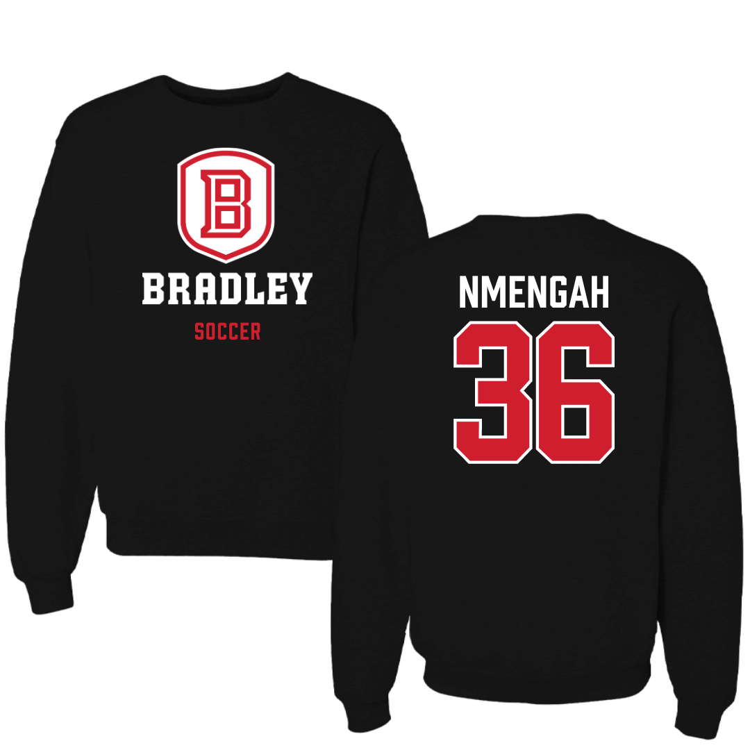 Bradley University Soccer Black Block Crewneck - #36 Franc Nmengah