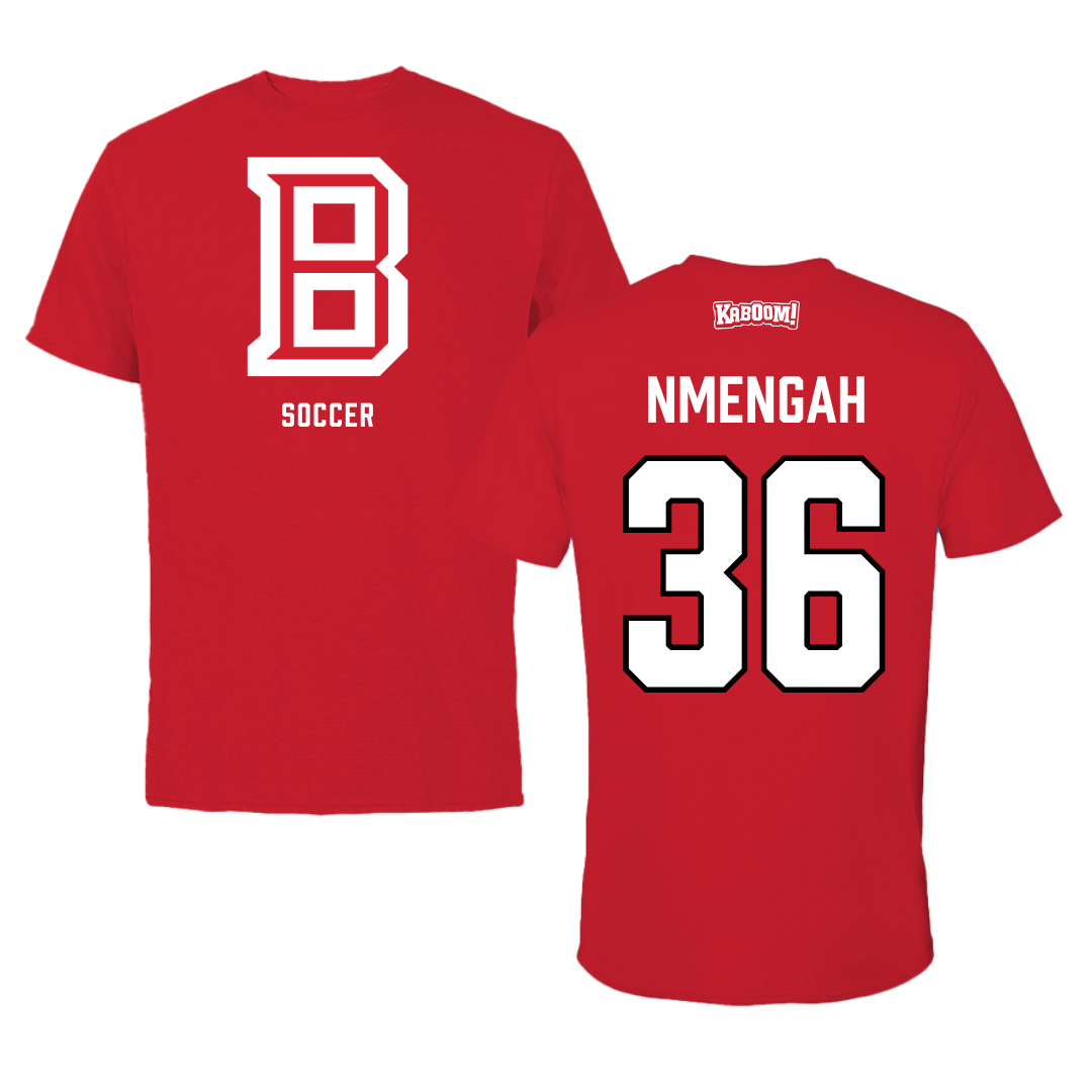 Bradley University Soccer Red Block Tee - #36 Franc Nmengah