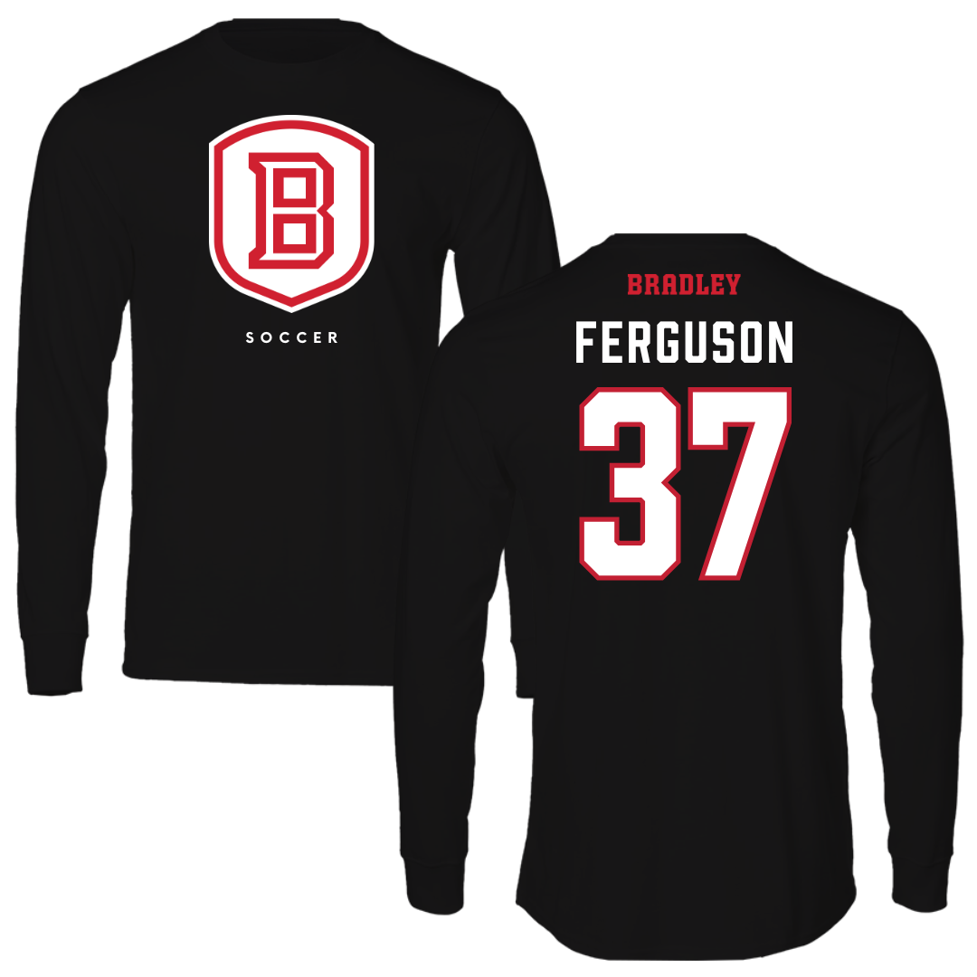 Bradley University Soccer Black Shield Long Sleeve - #37 Ian Ferguson
