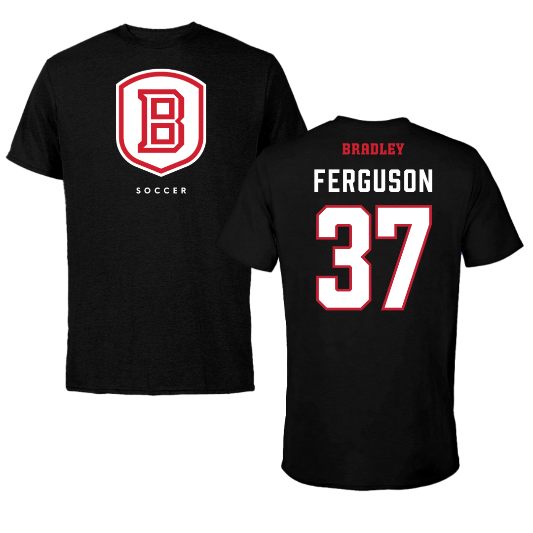 Bradley University Soccer Black Shield Tee - #37 Ian Ferguson