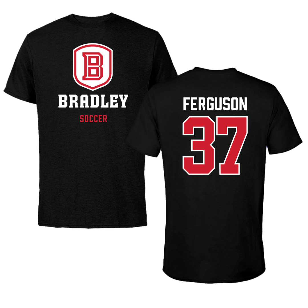 Bradley University Soccer Black Block Tee - #37 Ian Ferguson