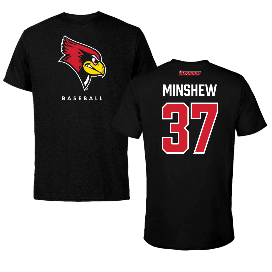 Illinois State University Baseball Black Tee  - #37 Lawson Minshew