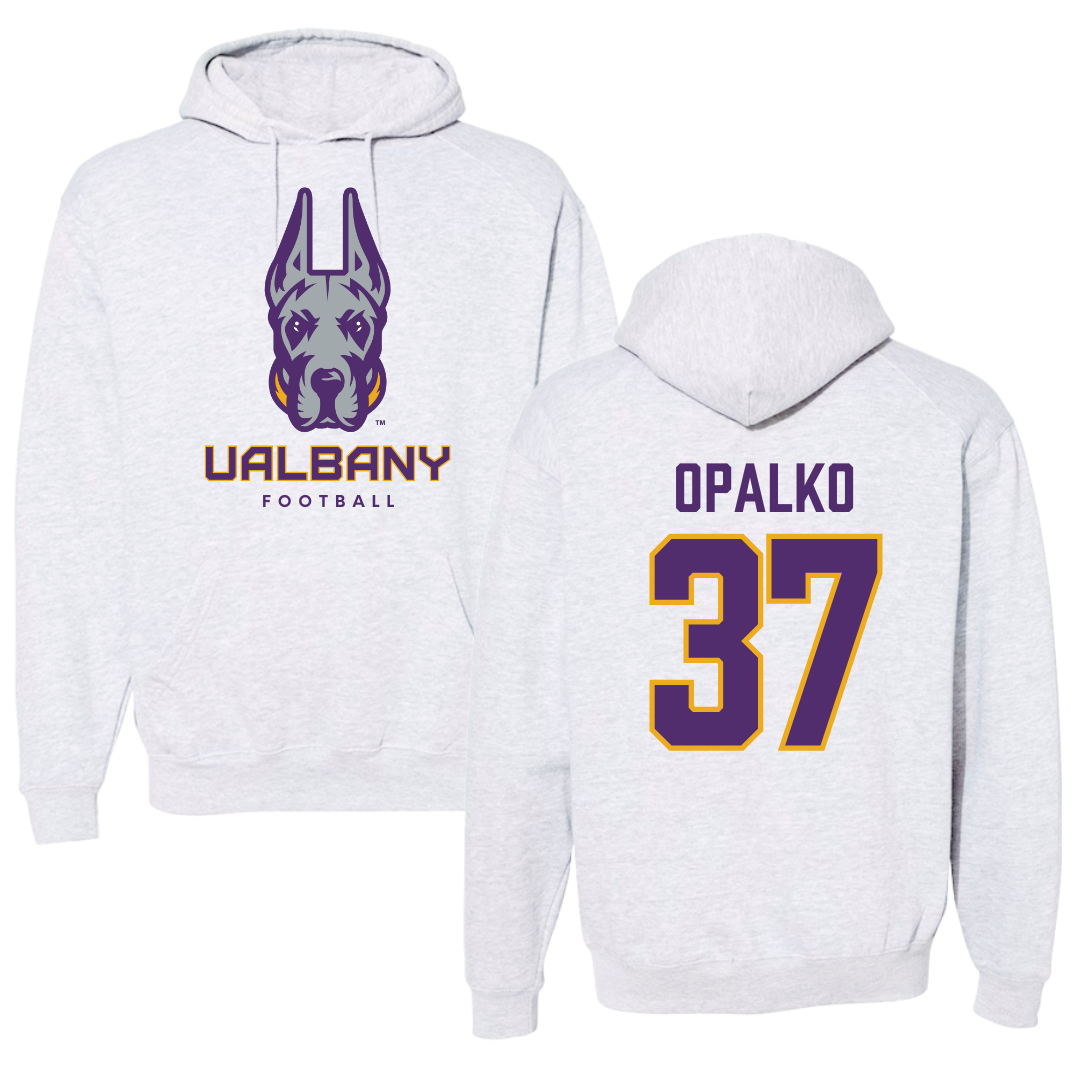 University at Albany Football Gray Hoodie  - #37 John Opalko