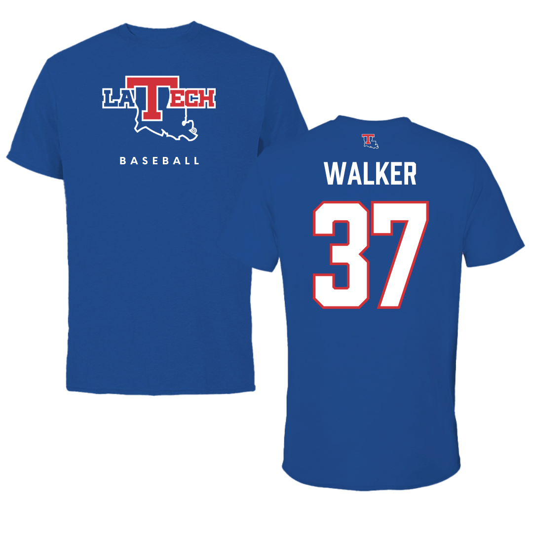 Louisiana Tech University Baseball True Royal Tee  - #37 Brodey Walker