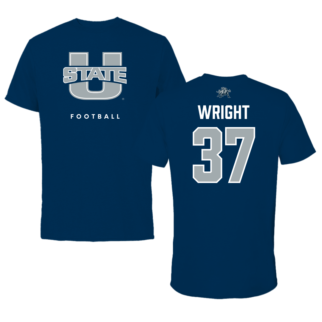 Utah State University Football Navy Tee  - #37 Jaeden Wright