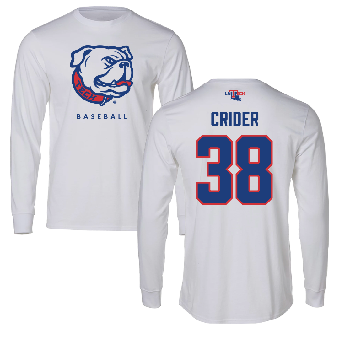 Louisiana Tech University Baseball White Long Sleeve  - #38 Nate Crider