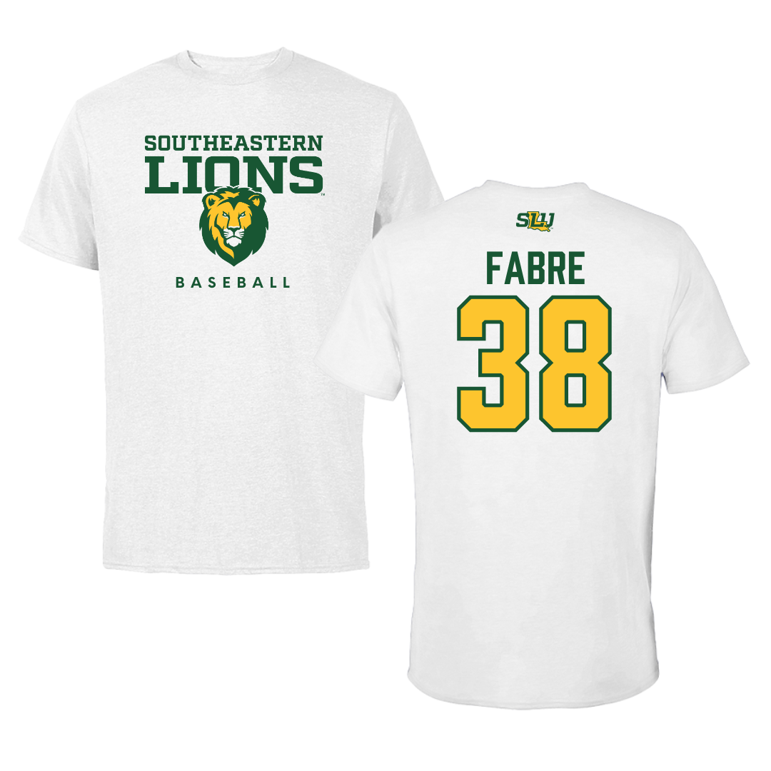 Southeastern Louisiana University Baseball White Tee  - #38 Larson Fabre