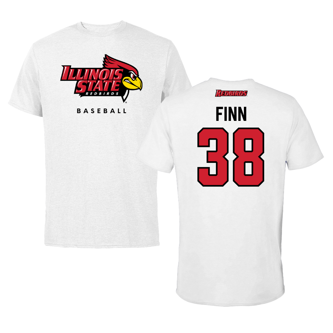 Illinois State University Baseball White Tee  - #38 Jack Finn