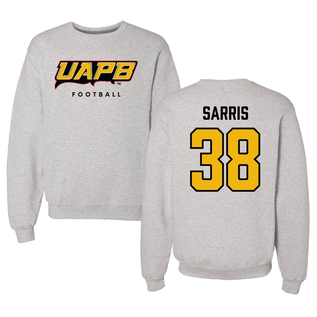 University of Arkansas-Pine Bluff Football Gray Crewneck  - #38 Dean Sarris
