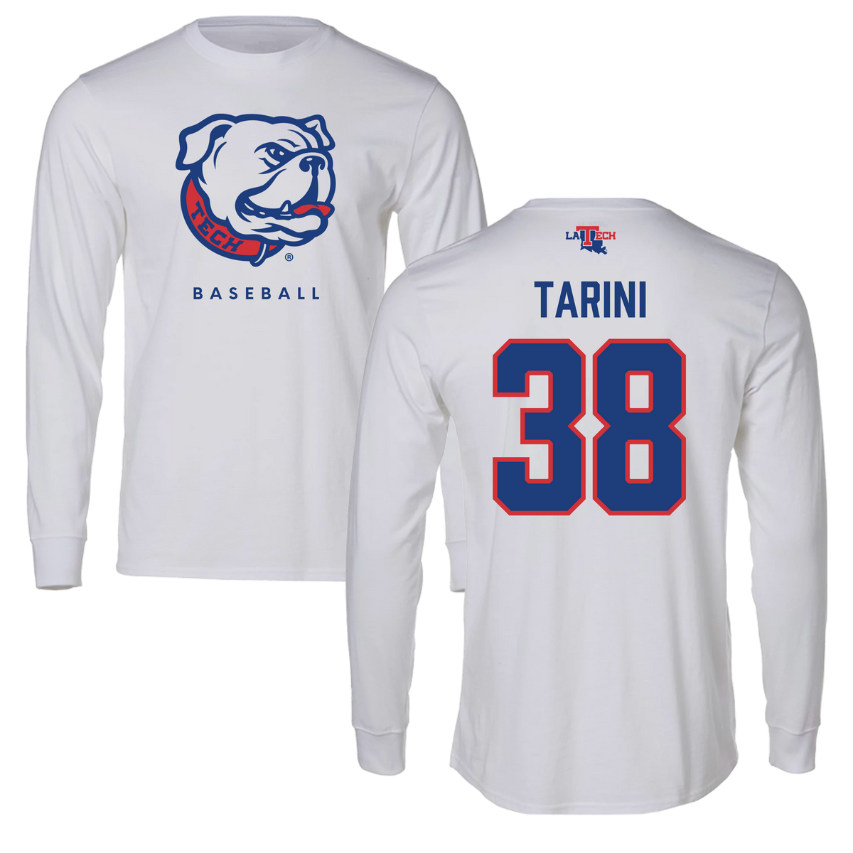 Louisiana Tech University Baseball White Long Sleeve  - #38 Reece Tarini