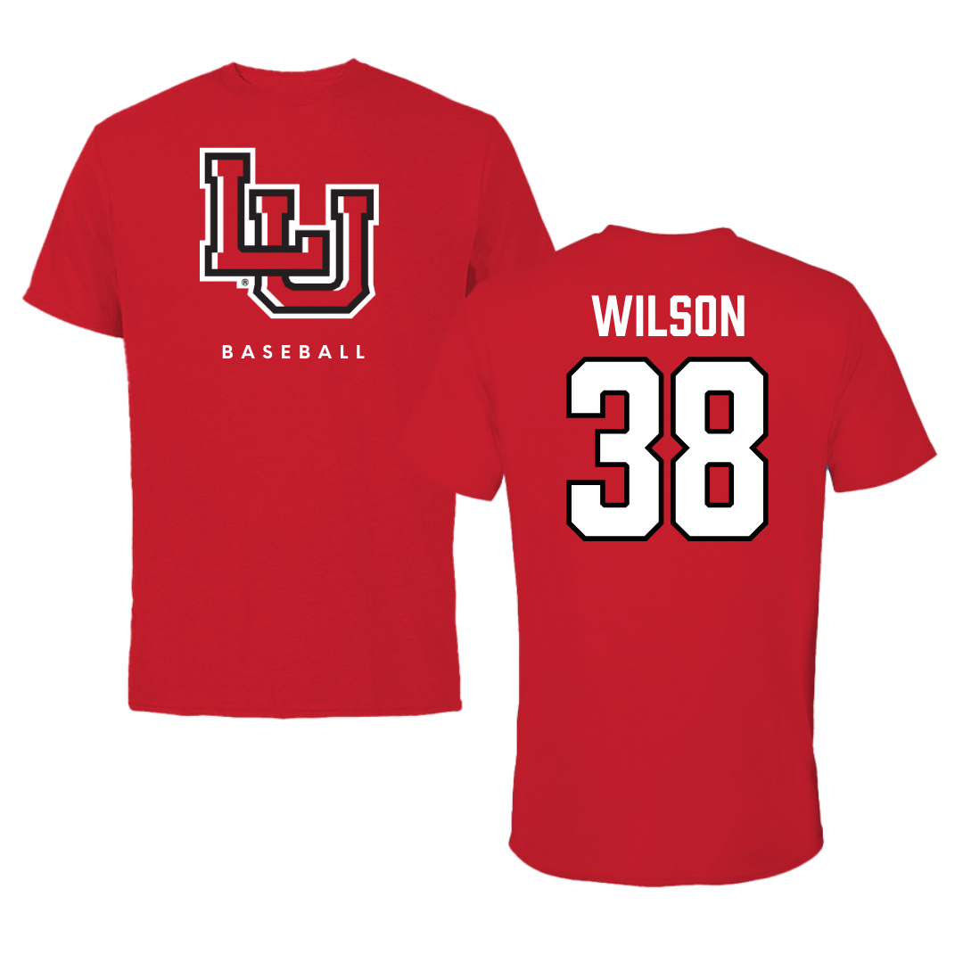 Lamar University Baseball Red Tee  - #38 Tanner Wilson