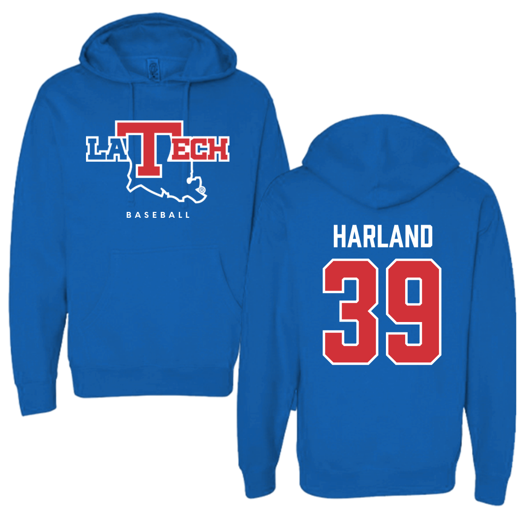 Louisiana Tech University Baseball Royal Blue Hoodie  - #39 Ryan Harland