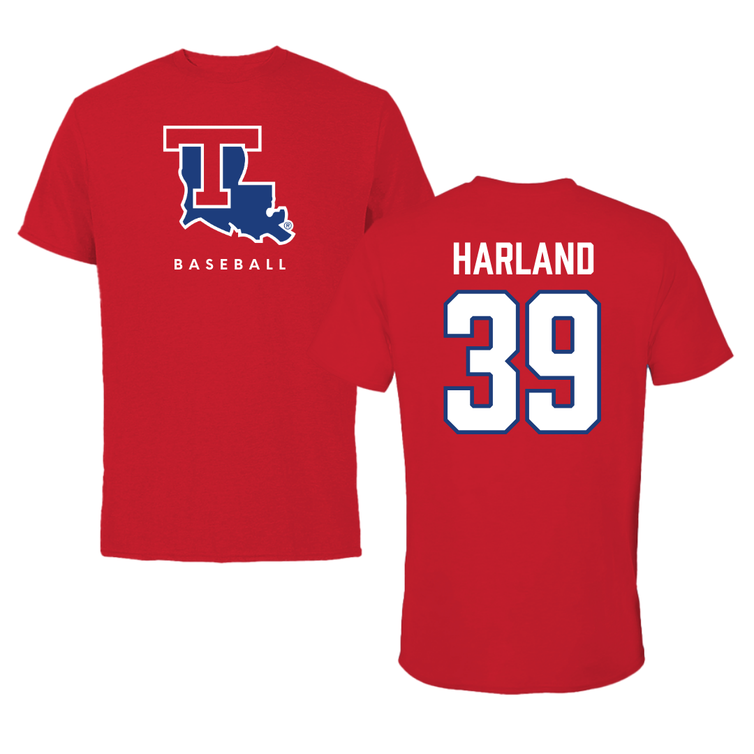 Louisiana Tech University Baseball Red Tee  - #39 Ryan Harland