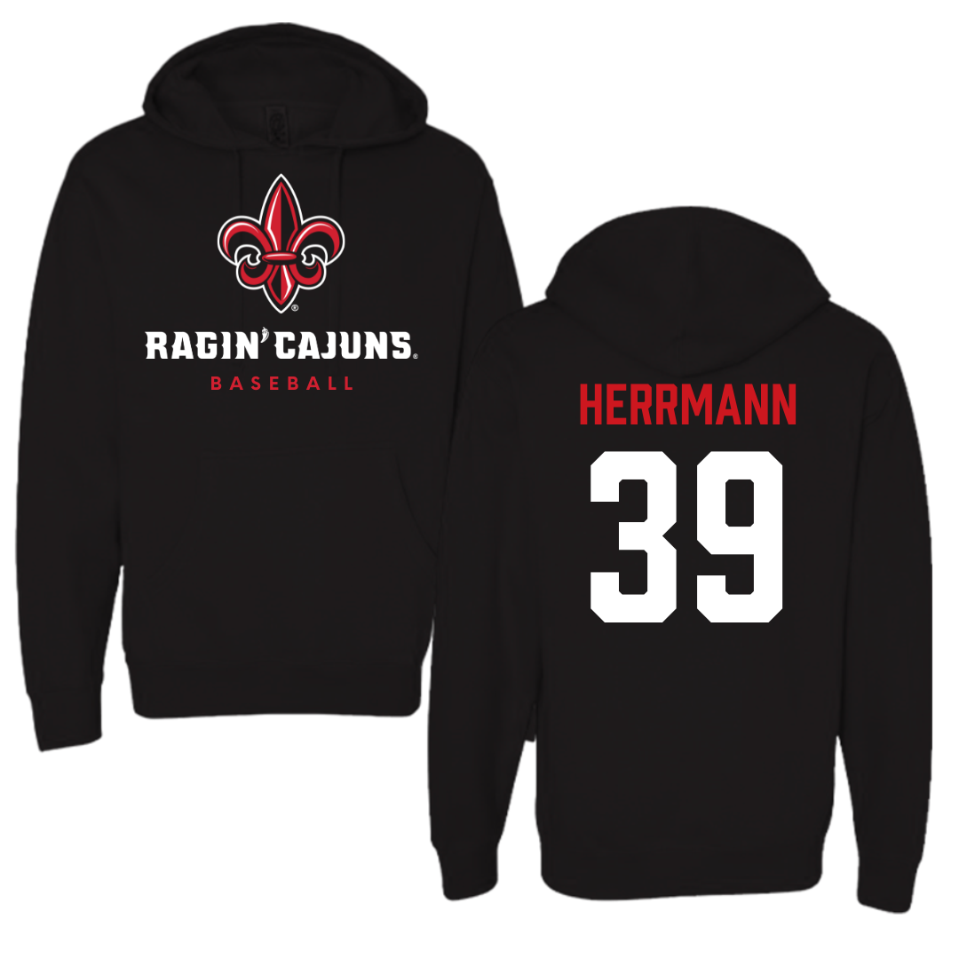 University of Louisiana at Lafayette Baseball Black Hoodie  - #39 Andrew Herrmann