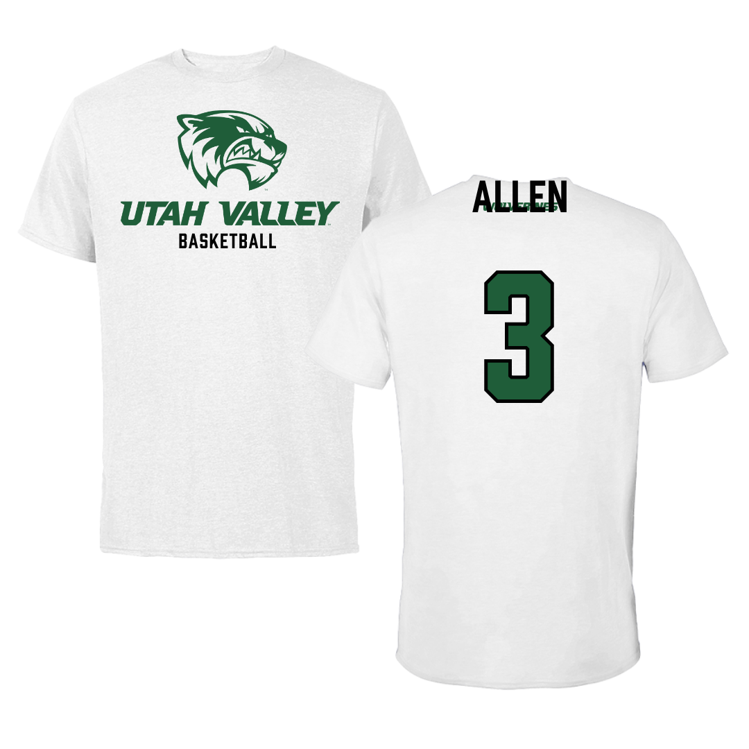 Utah Valley University Basketball White Tee  - #3 Drake Allen