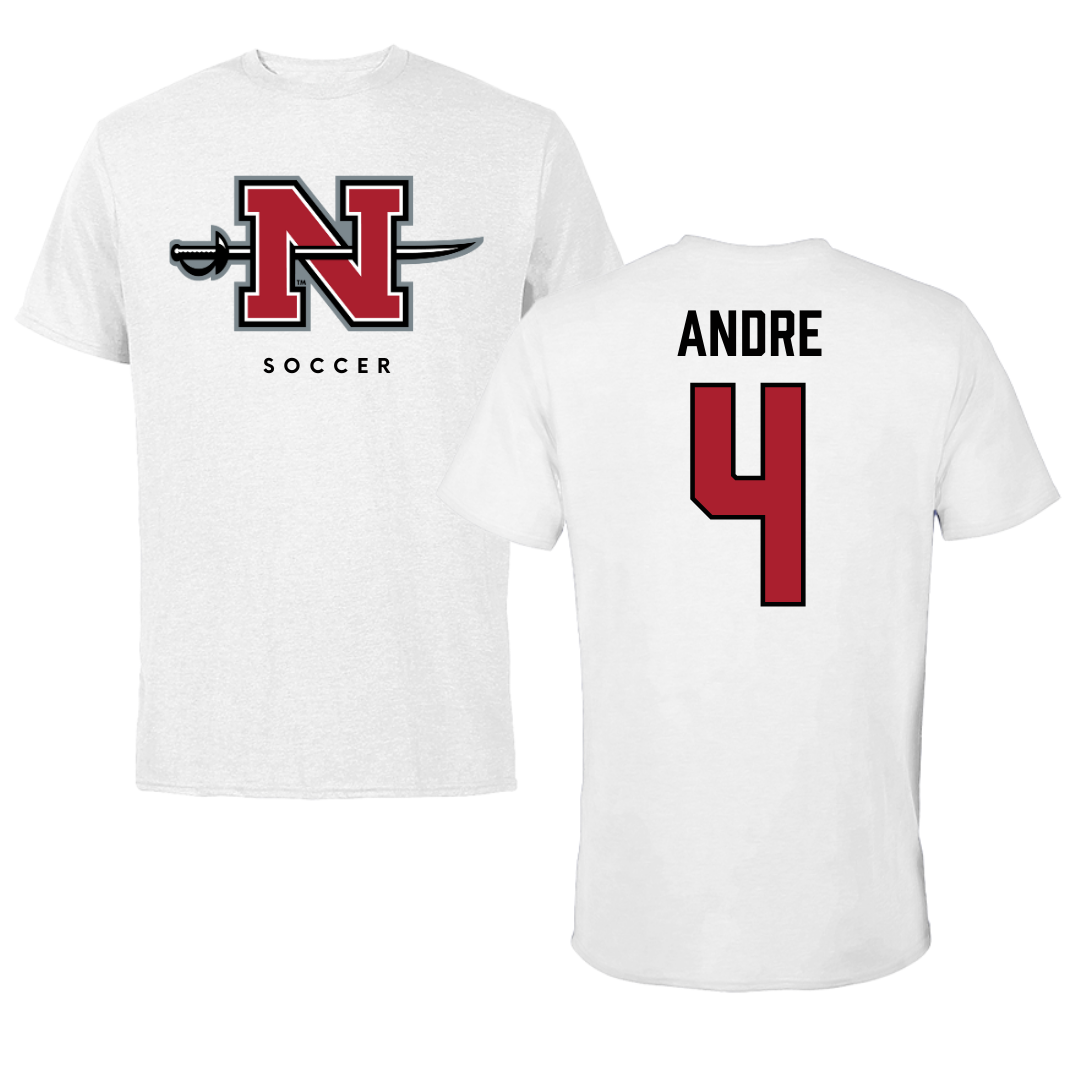 Nicholls State University Soccer White Tee  - #4 Lauren Andre