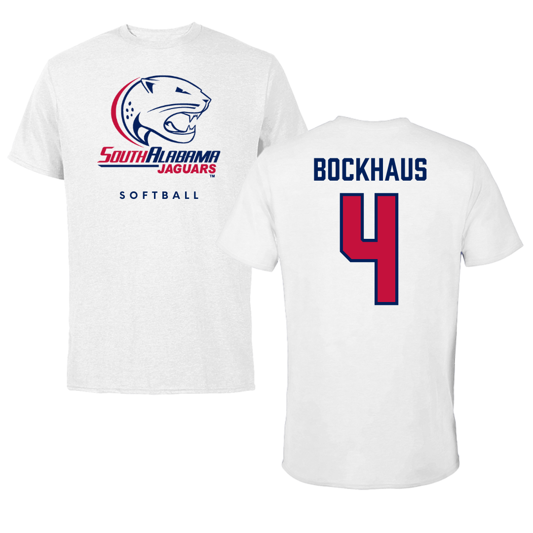 University of South Alabama Softball White Tee  - #4 Brooklynn Bockhaus