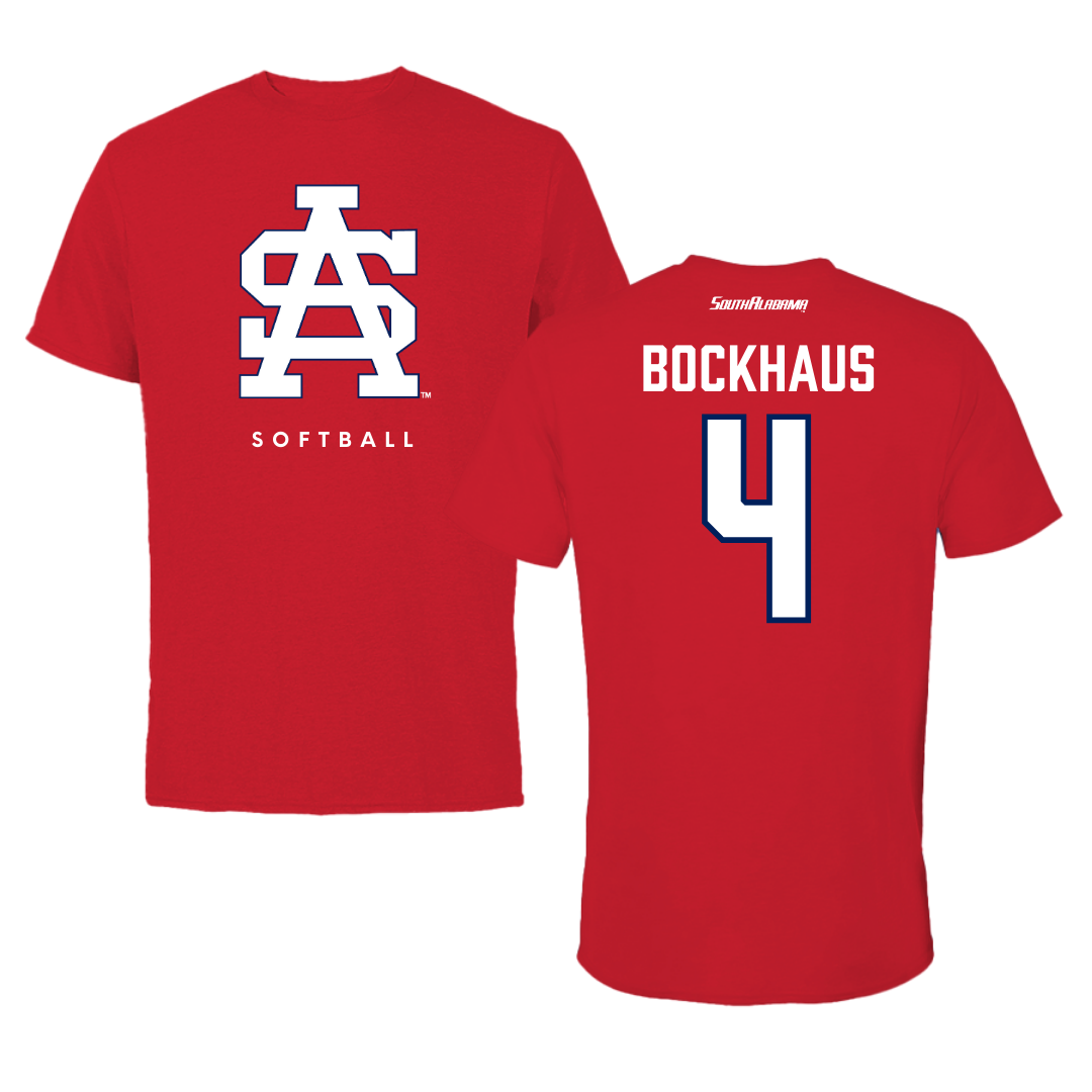 University of South Alabama Softball Red Tee  - #4 Brooklynn Bockhaus