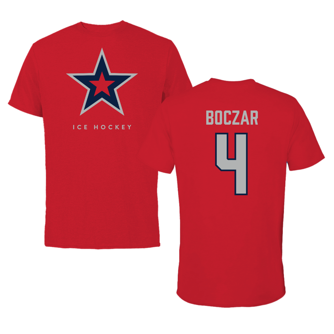 Robert Morris University Ice Hockey Red Tee  - #4 Matt Boczar
