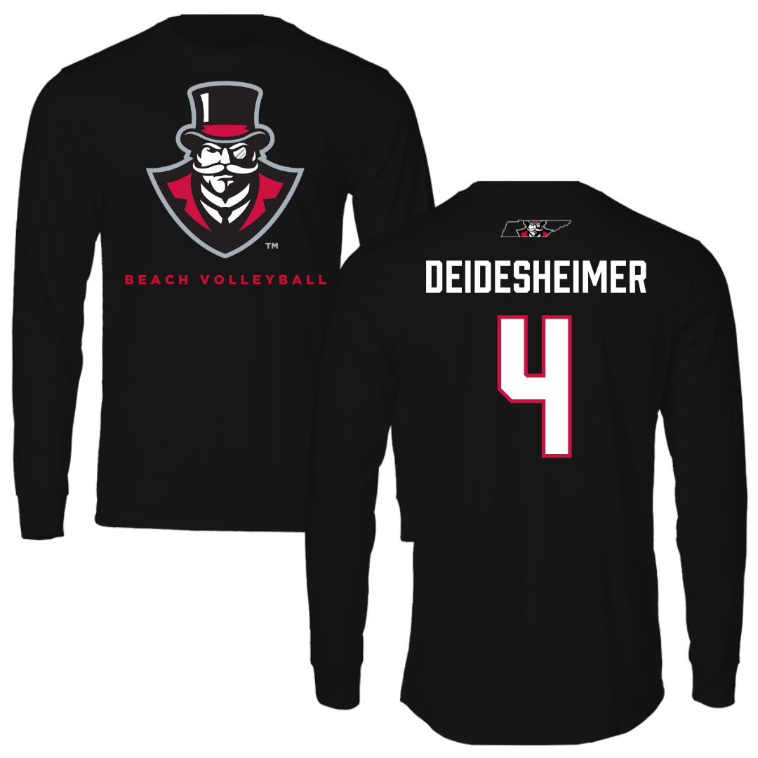 Austin Peay State University Beach Volleyball Black Mascot Long Sleeve - #4 Payton Deidesheimer