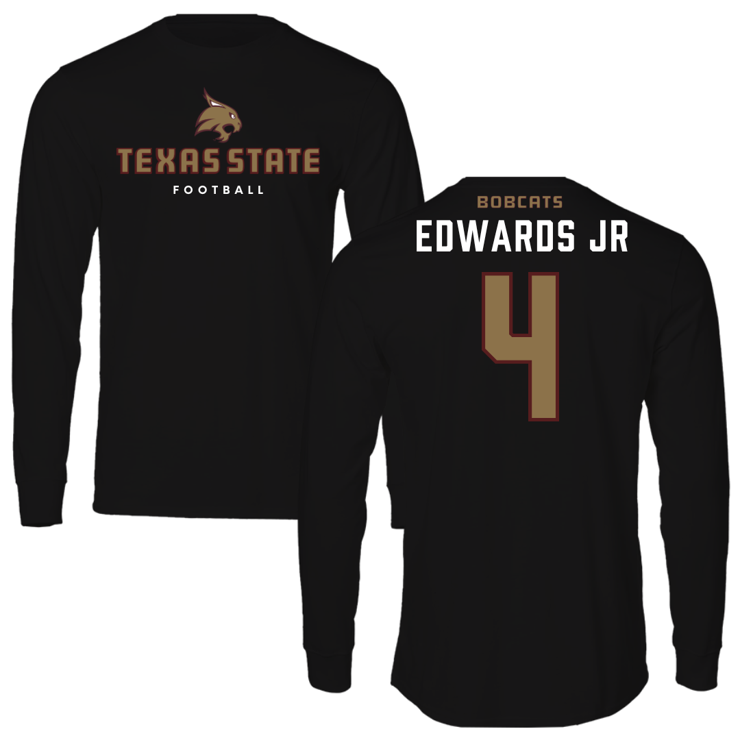 Texas State University Football Black Long Sleeve  - #4 Alonzo Edwards Jr