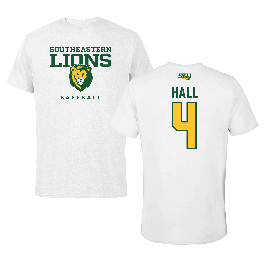Southeastern Louisiana University Baseball White Tee  - #4 Jude Hall