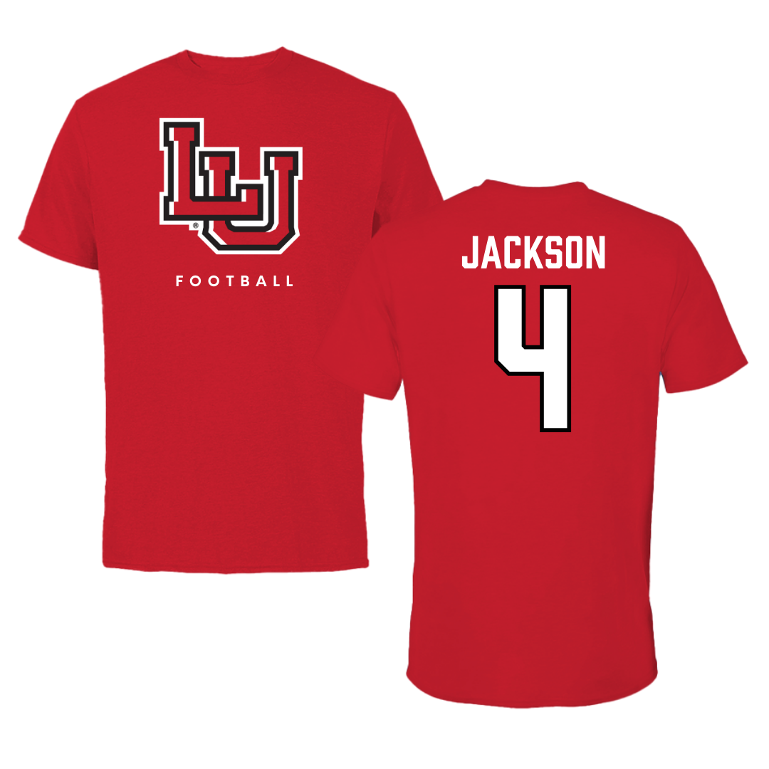 Lamar University Football Red Tee  - #4 Jaymond Jackson