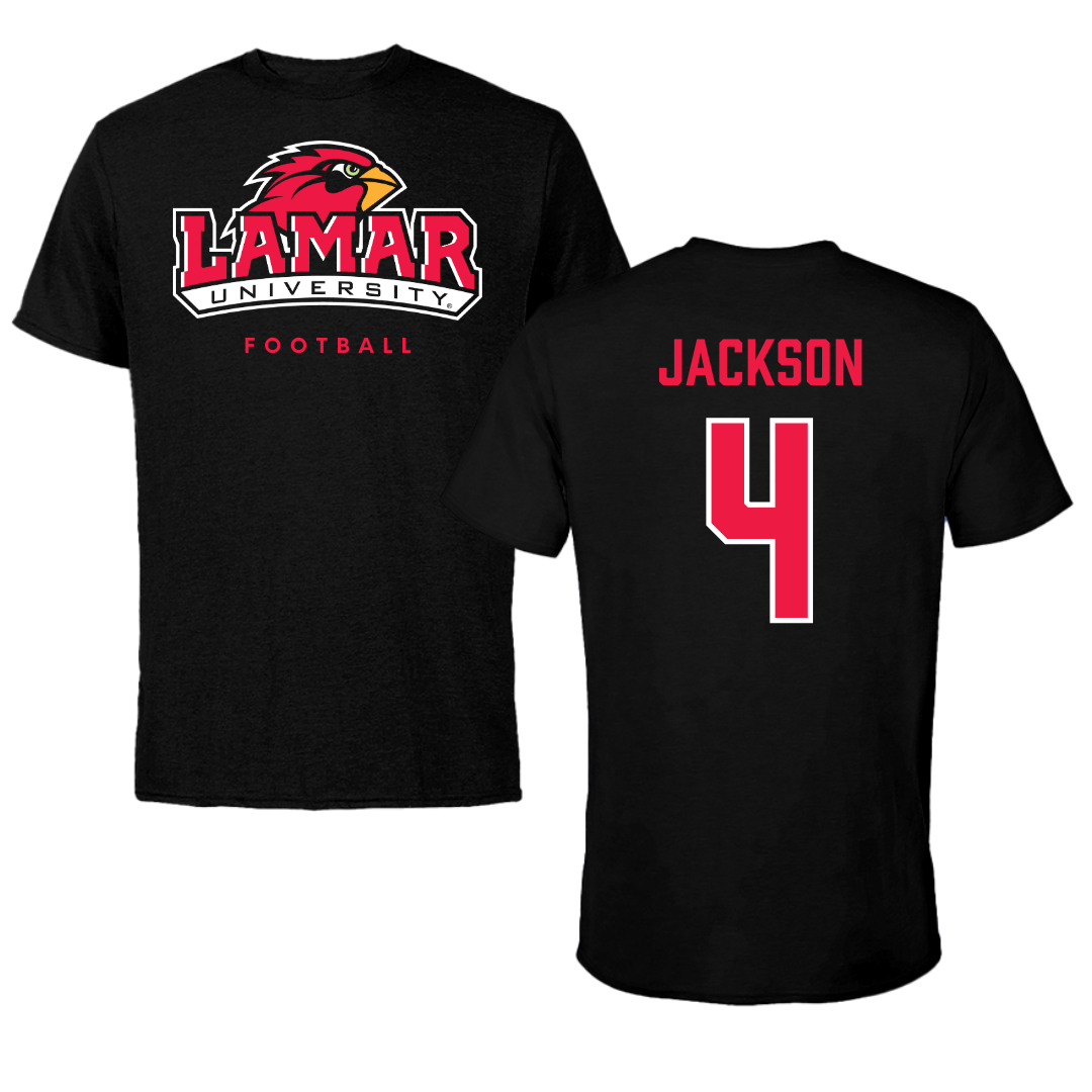 Lamar University Football Black Tee  - #4 Jaymond Jackson