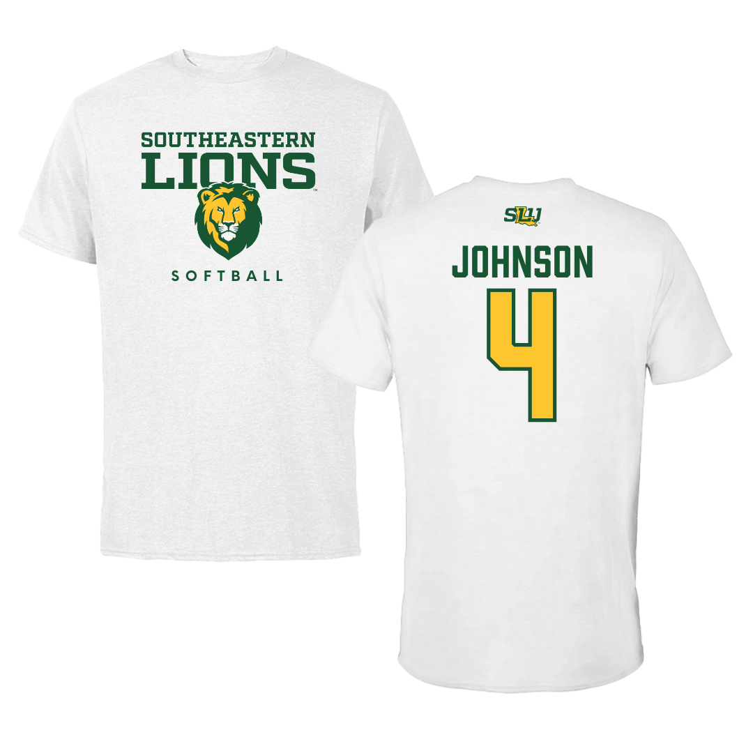 Southeastern Louisiana University Softball White Tee  - #4 Lexi Johnson